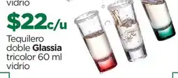 Chedraui Tequilero doble Glassia tricolor vidrio oferta