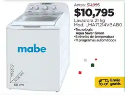 Chedraui mabe lavadora Mod. LMA71214VBABO oferta