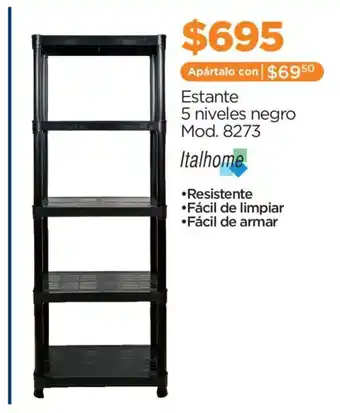 Italhome estante 5 niveles negro