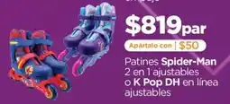 Chedraui Spider-Man Patines 2 en 1 ajustables o K Pop DH en línea ajustables oferta
