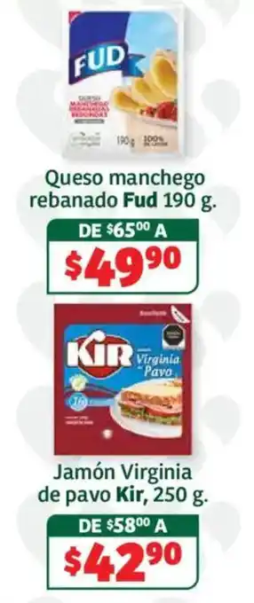 Soriana Híper Fud Queso manchego rebanado oferta