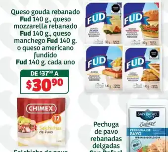 Soriana Híper Fud queso gouda rebanado, queso mozzarella rebanado, queso manchego, queso americano fundido oferta