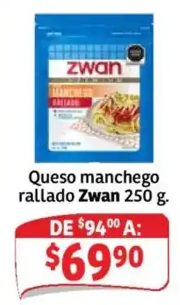 Soriana Mercado Zwan queso manchego rallado oferta