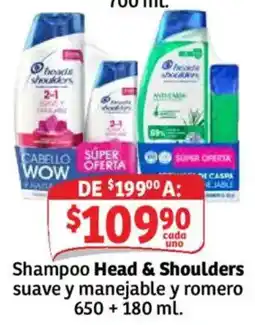 Soriana Mercado Head & Shoulders shampoo suave y manejable y romero oferta