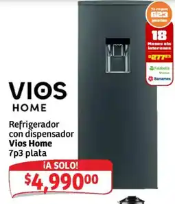 Soriana Mercado Vios Home Refrigerador con dispensador Vios Home 7p3 plata oferta
