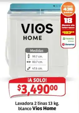 Soriana Mercado Vios Home lavadora 2 tin oferta