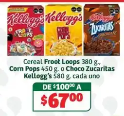 Soriana Híper Kellogg's Cereal Froot Loops Corn Pops Choco Zucaritas oferta