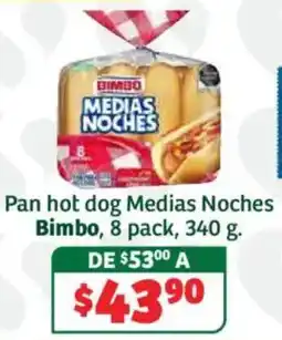 Soriana Híper Bimbo pan hot dog Medias Noches oferta