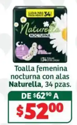Soriana Híper Naturella toalla femenina nocturna con alas oferta