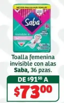 Soriana Híper Saba toalla femenina invisible con alas oferta