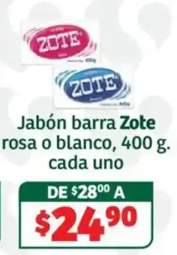 Soriana Híper Zote jabón barra rosa o blanco oferta