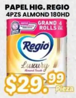 Guajardo Regio papel hig. regio 4pz almond 180hd oferta