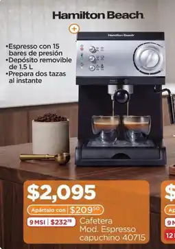 Chedraui Hamilton Beach Cafetera Mod. Espresso capuchino 40715 oferta