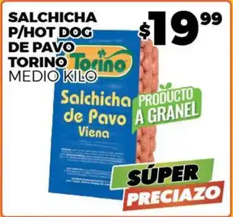 Torino - salchicha p/hot dog de pavo viena