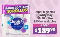 Soriana Híper Quality day - papel higiénico 30+10 rollos oferta
