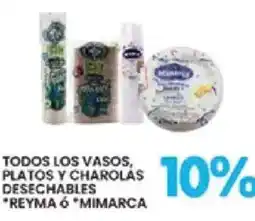 Alsuper Reyma ó Mimarca vasos platos y charolas desechables oferta