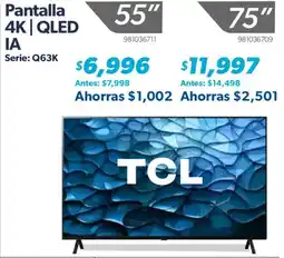 Sam's Club TCL Pantalla 4K QLED IA Serie: Q63K oferta