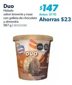 Sam's Club Duo Helado sabor brownie y nuez con galleta de chocolate y almendra oferta