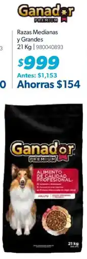 Sam's Club Ganador premium raza mediana y grande oferta