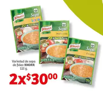 Soriana Híper Variedad de sopa de fideo KNORR 115g oferta