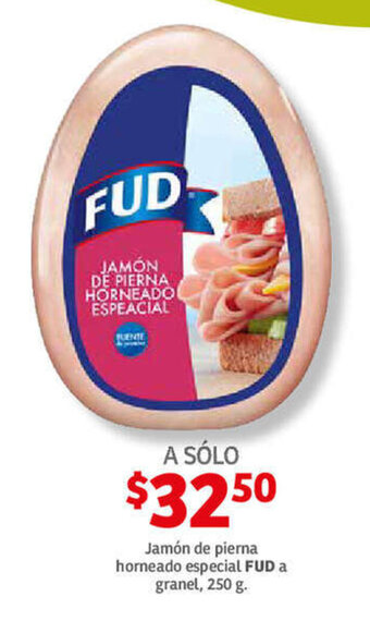 Soriana Híper Jamon de pierna horneado especial FUD a granel 250g oferta