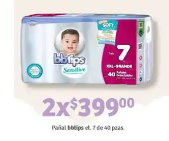 Soriana Híper Pañal bbtips et. 7 de 40 pzas oferta