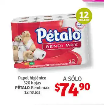 Soriana Híper Papel higienico 320 hojas PETALO Rendimax 12 rollos oferta