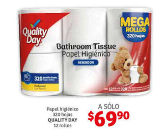Soriana Híper Papel higienico 320 hojas QUALITY DAY 12 rollos oferta