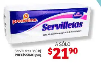 Soriana Híper Servilletas 350 hj PRECISSIMO paq oferta