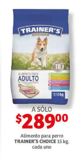 Soriana Híper Alimento para perro TRAINER'S CHOICE 15 kg cada uno oferta
