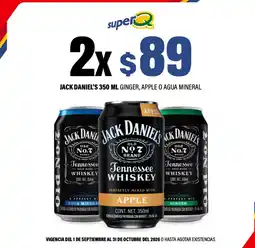 Super Q Jack daniel's ginger, apple o agua mineral oferta