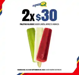 Super Q Paletas glasgo sabor limón, arroz o jamaica oferta