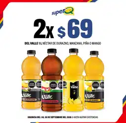 Super Q Del valle néctar de durazno, manzana, piña o mango oferta