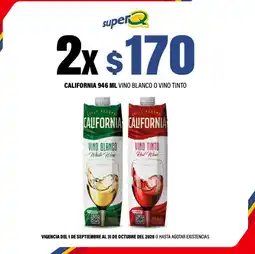 Super Q California vino blanco o vino tinto oferta