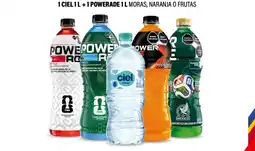Super Q ciel 1 l + 1 powerade 1 l moras, naranja o frutas oferta