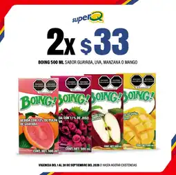 Super Q Boing sabor guayaba, uva, manzana o mango oferta