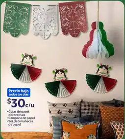 Walmart Guías de papel decorativas campana de papel set de 3 munecas de papel oferta