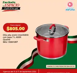 Anforama Qualité Olla alta acero inoxidable con tapa 7 L AS26 oferta