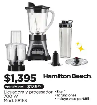 Hamilton Beach Licuadora y procesador