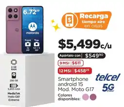 Chedraui motorola smartphone android 15 mod. moto g17 oferta