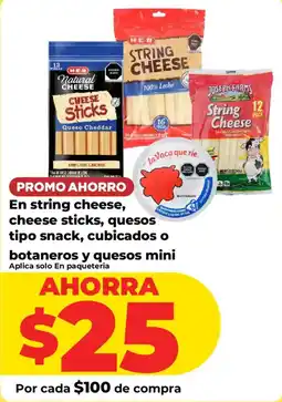 HEB H-E-B string cheese cheese sticks quesos tipo snack cubicados o botaneros y quesos mini oferta