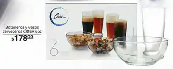 La Comer Botaneros y vasos cerveceros crisa 6pz oferta