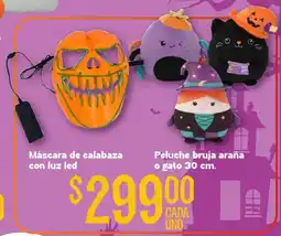 Soriana Híper Máscara de calabaza con luz led Peluche bruja araña o gato oferta