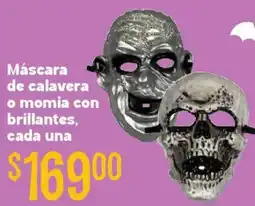 Soriana Híper Máscara de calavera o momia con brillantes oferta
