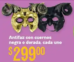 Soriana Híper Antifaz con cuernos negra o dorada oferta