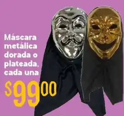 Soriana Híper Máscara metálica dorada o plateada oferta