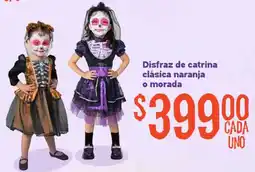 Soriana Mercado Disfraz de catrina clásica naranja o morada oferta
