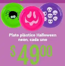 Soriana Híper Plato plástico Halloween neón oferta