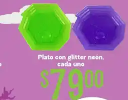 Soriana Híper Plato con glitter neón oferta