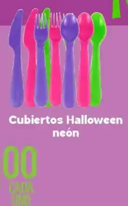 Soriana Híper Cubiertos Halloween neón oferta